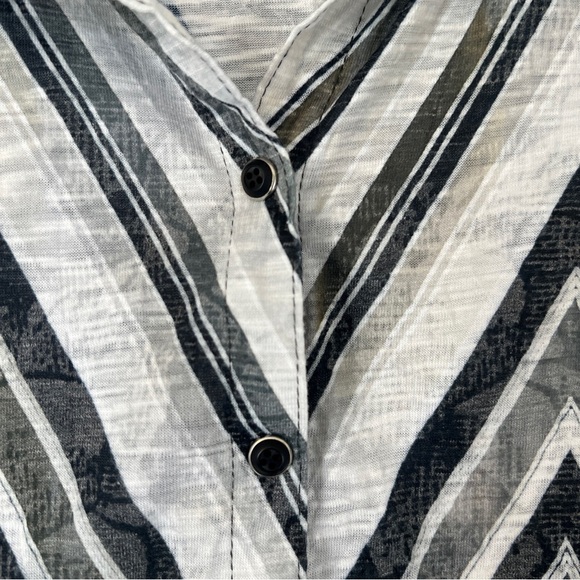 DAVID CLINE Crushed Roll Tab Sleeve Shirt Snap Front "Stone" Greys Size Medium - Picture 4 of 9